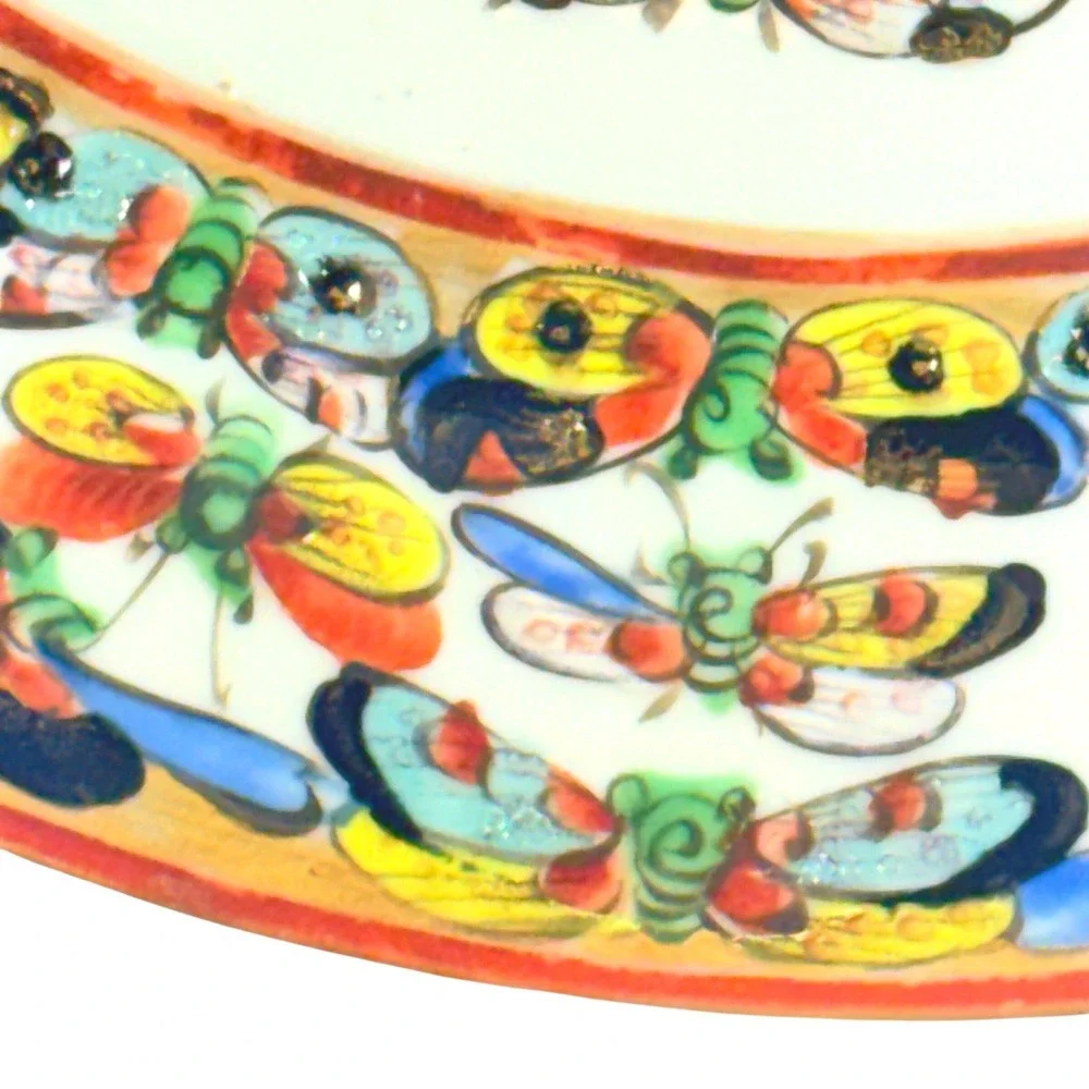 Vintage Porcelain Plate Hand Painted‎ Thousand Butterflies Motif